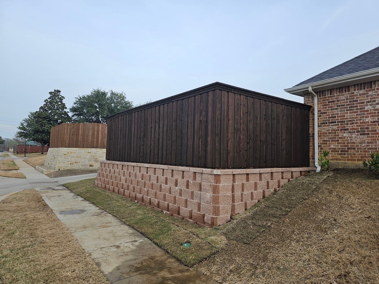 Regal Stone Block retaining wall built into a landscaped slope
